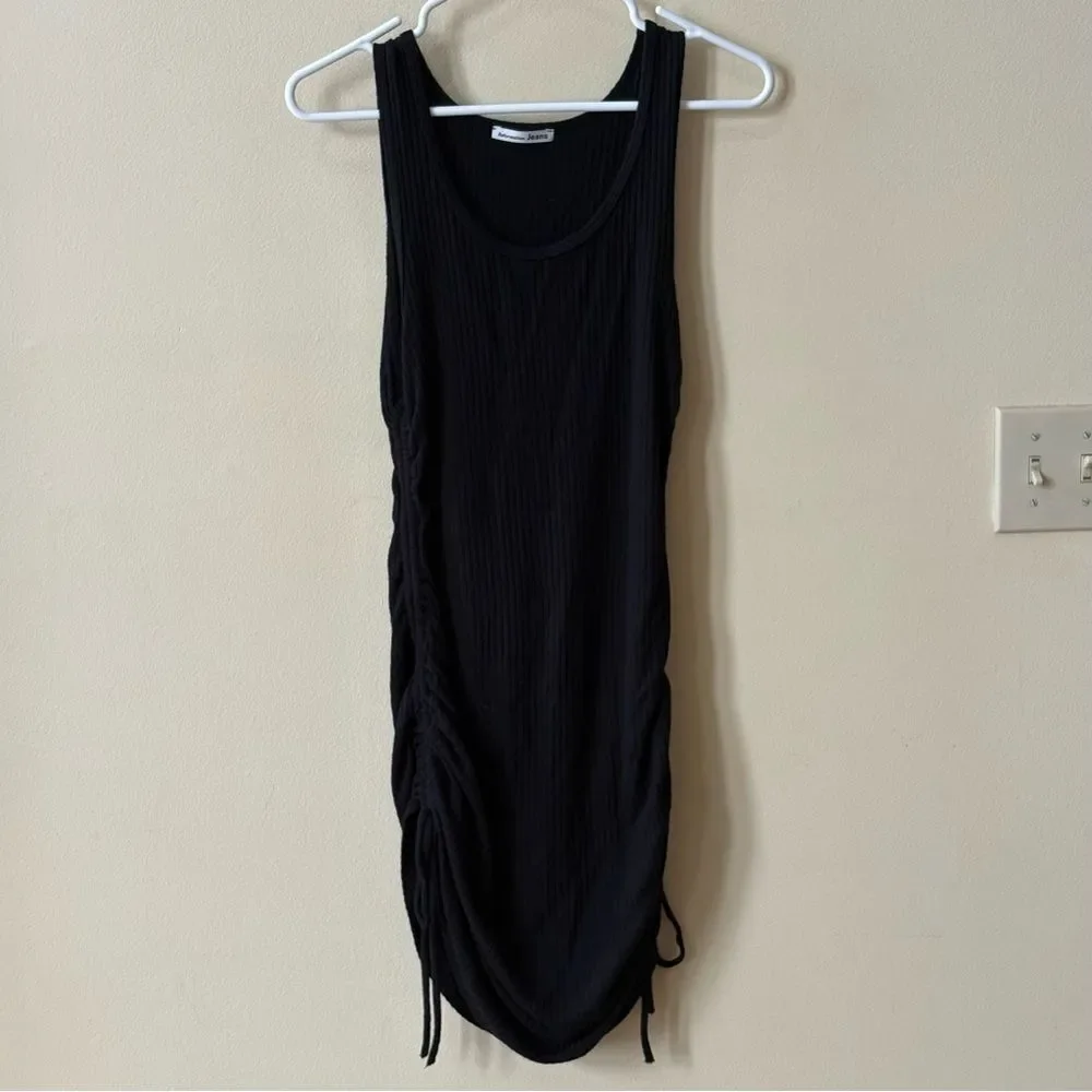 Reformation Black Ruche Knitted Mini Dress